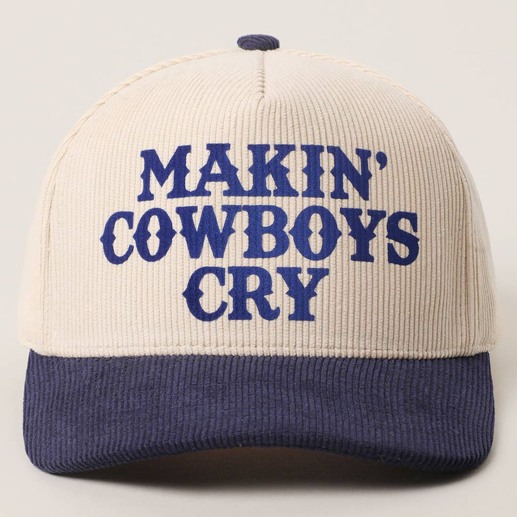 MAKIN' COWBOYS CRY Corduroy Trucker Hat: BLACK / One Size