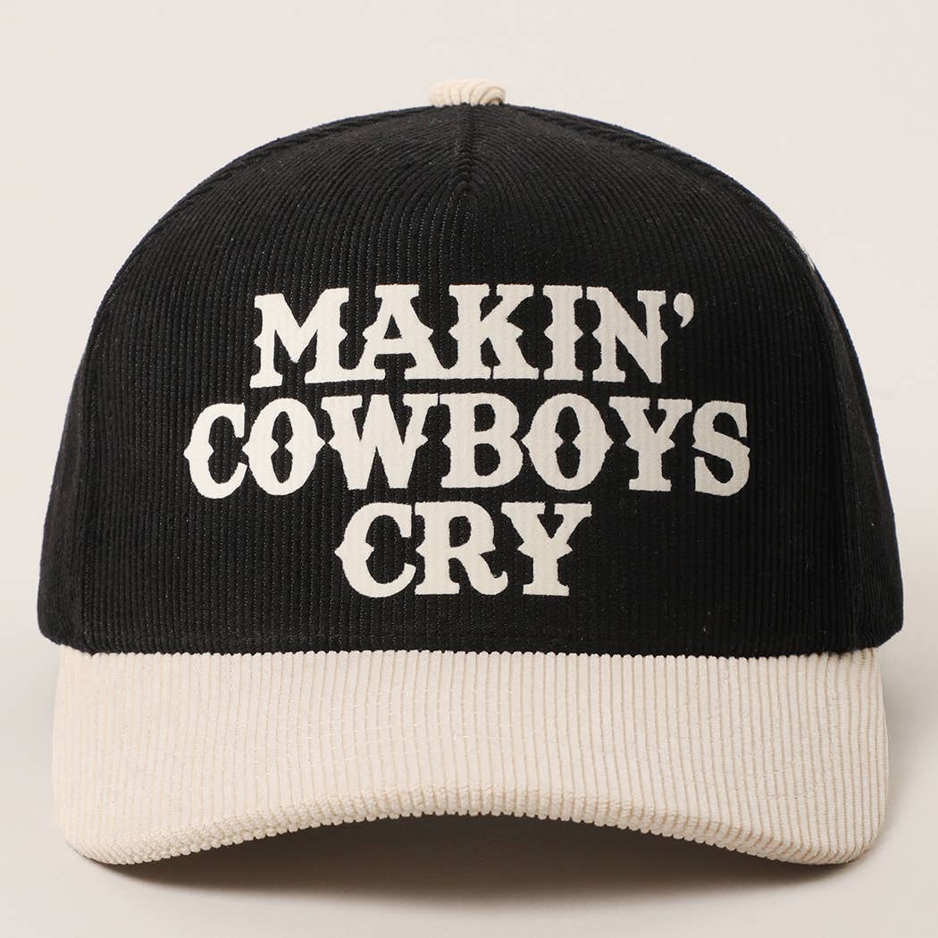 MAKIN' COWBOYS CRY Corduroy Trucker Hat: BLACK / One Size