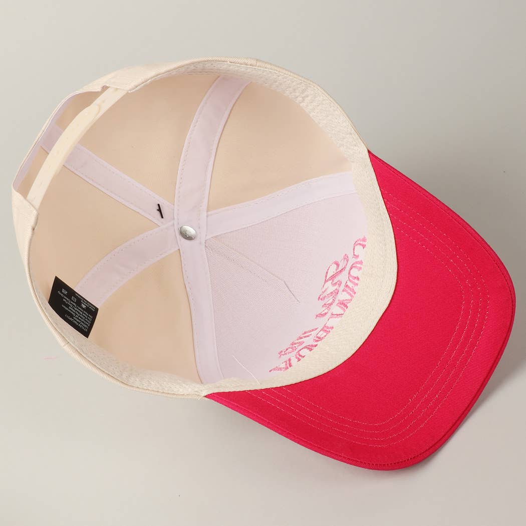 Kiss Me Cowboy Embroidery Two-Tone Cap: Brown / ONE SIZE