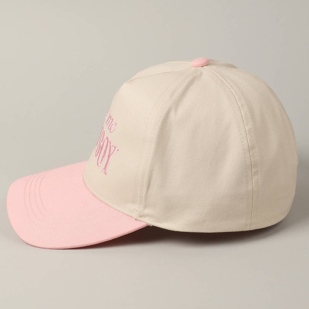 Kiss Me Cowboy Embroidery Two-Tone Cap: Brown / ONE SIZE