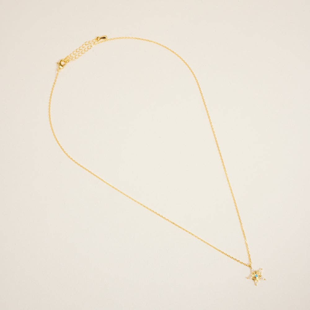 Gold Dipped Western Cowgirl Sheriff Badge Necklace: 18K Gold/Turquoise / ONE