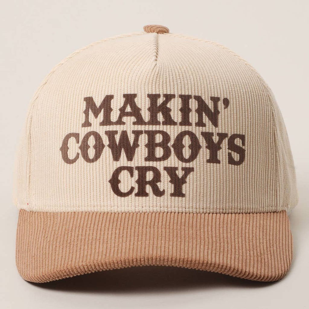 MAKIN' COWBOYS CRY Corduroy Trucker Hat: BLACK / One Size