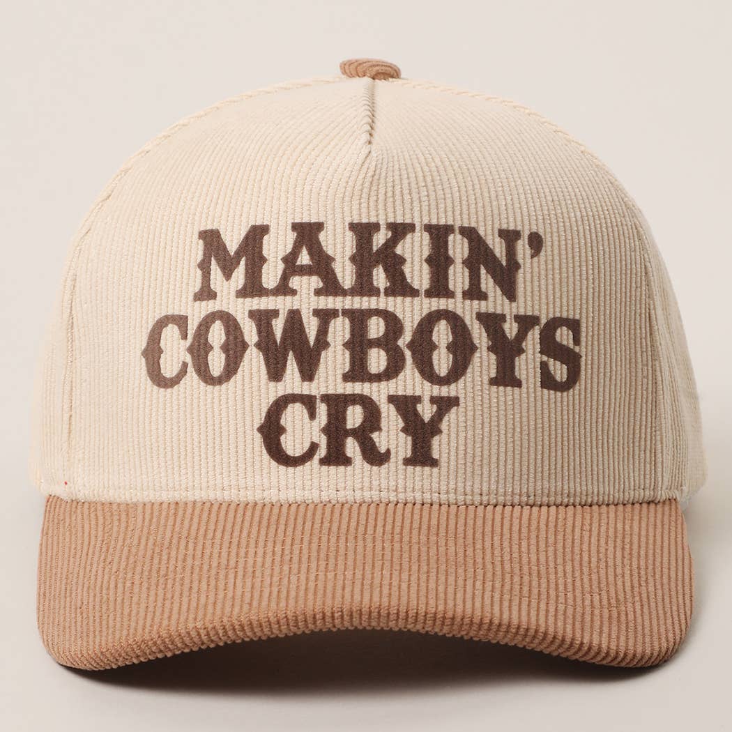 MAKIN' COWBOYS CRY Corduroy Trucker Hat: BLACK / One Size