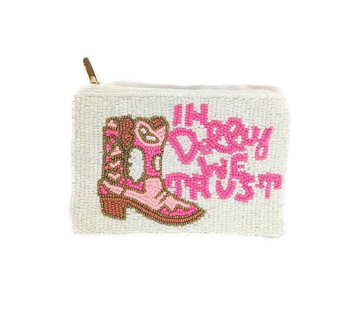 Ladies Cowgirl Boot Beaded Coin Purse