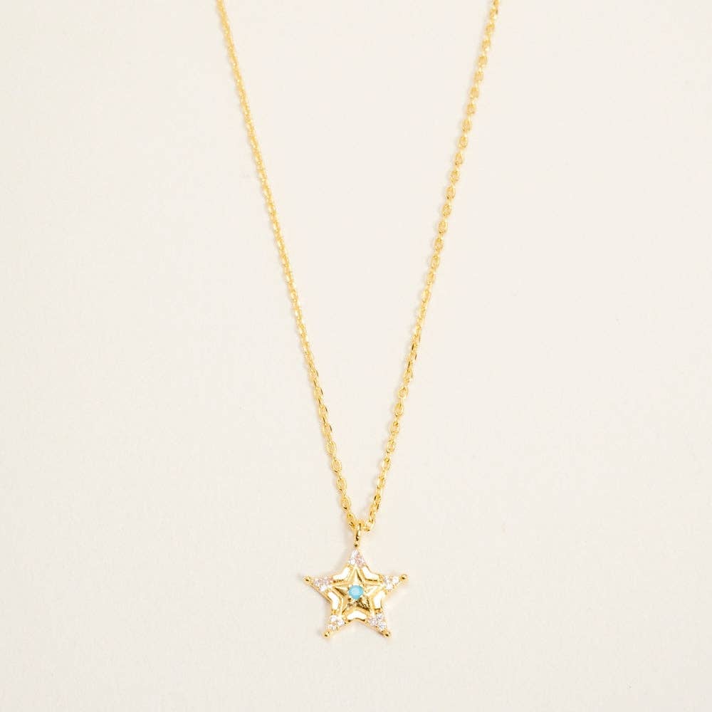 Gold Dipped Western Cowgirl Sheriff Badge Necklace: 18K Gold/Turquoise / ONE