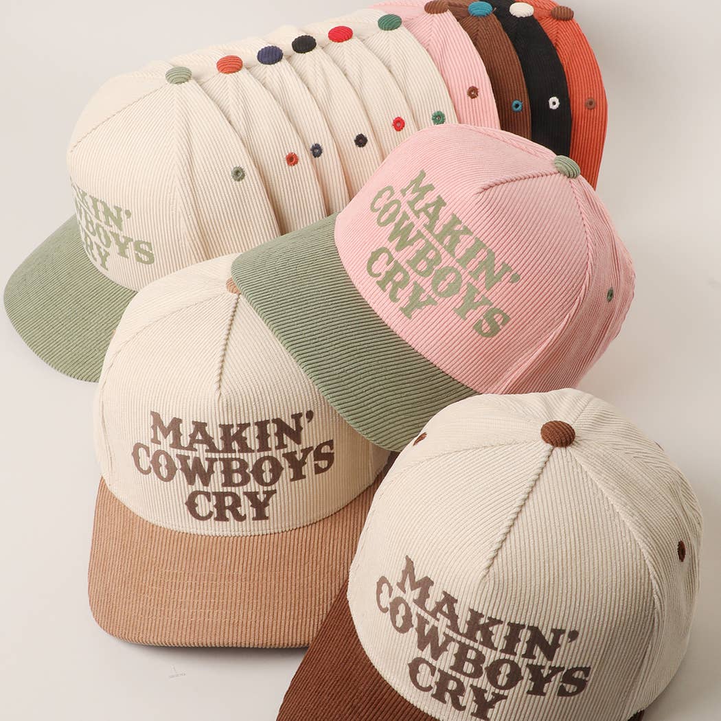 MAKIN' COWBOYS CRY Corduroy Trucker Hat: BLACK / One Size