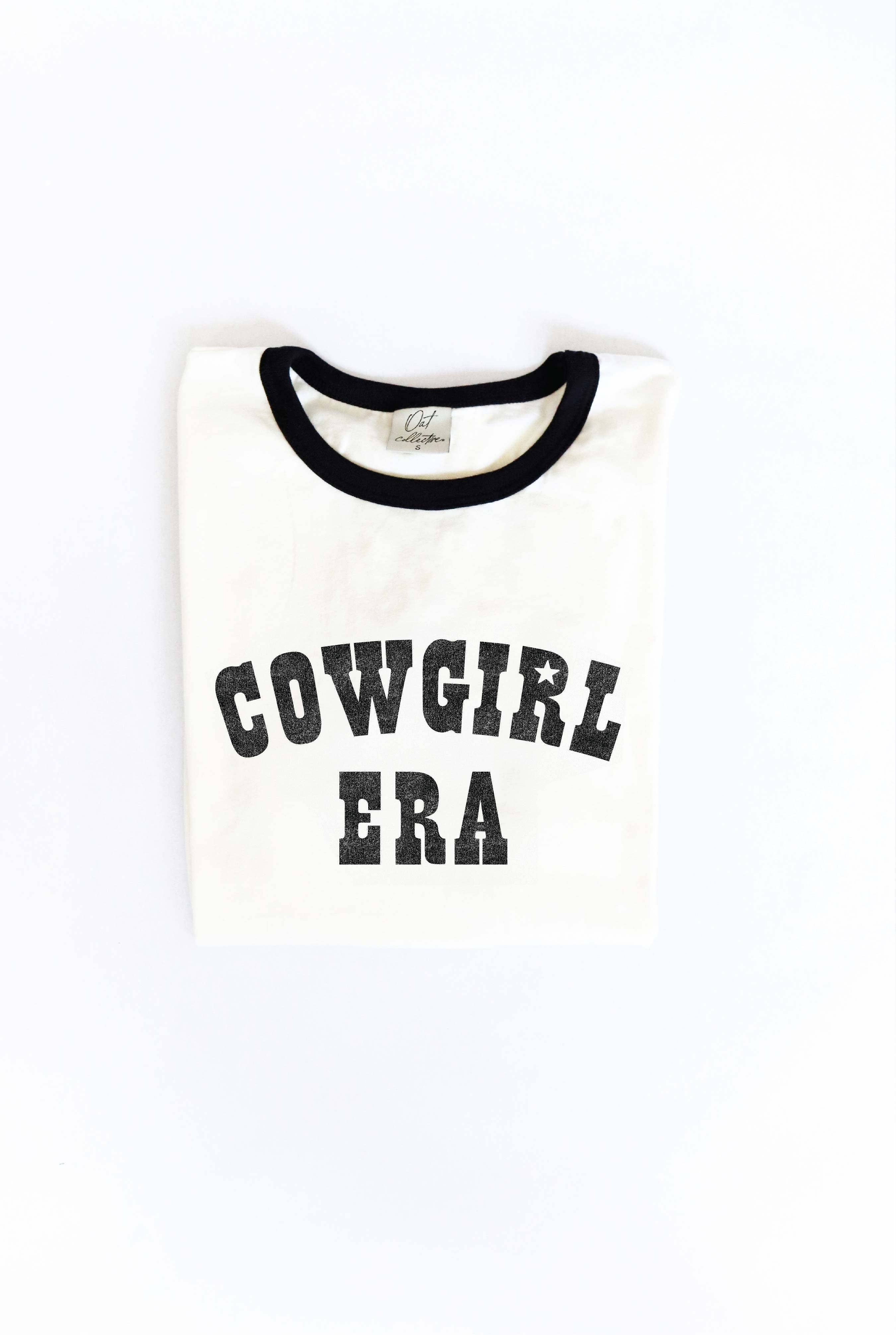 COWGIRL ERA Ringer Graphic T-Shirt: NATURAL/BLK / XL