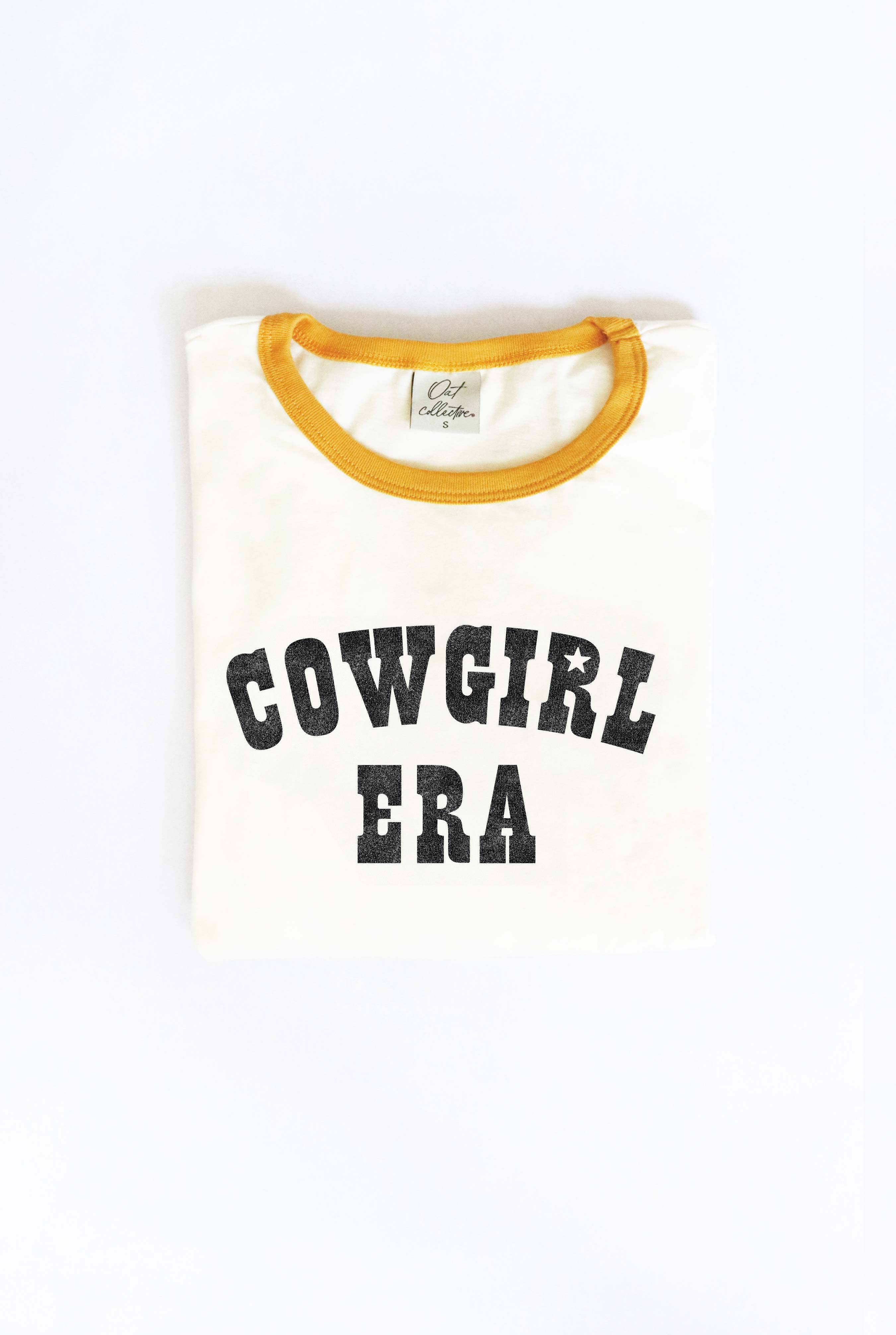 COWGIRL ERA Ringer Graphic T-Shirt: NATURAL/BLK / XL