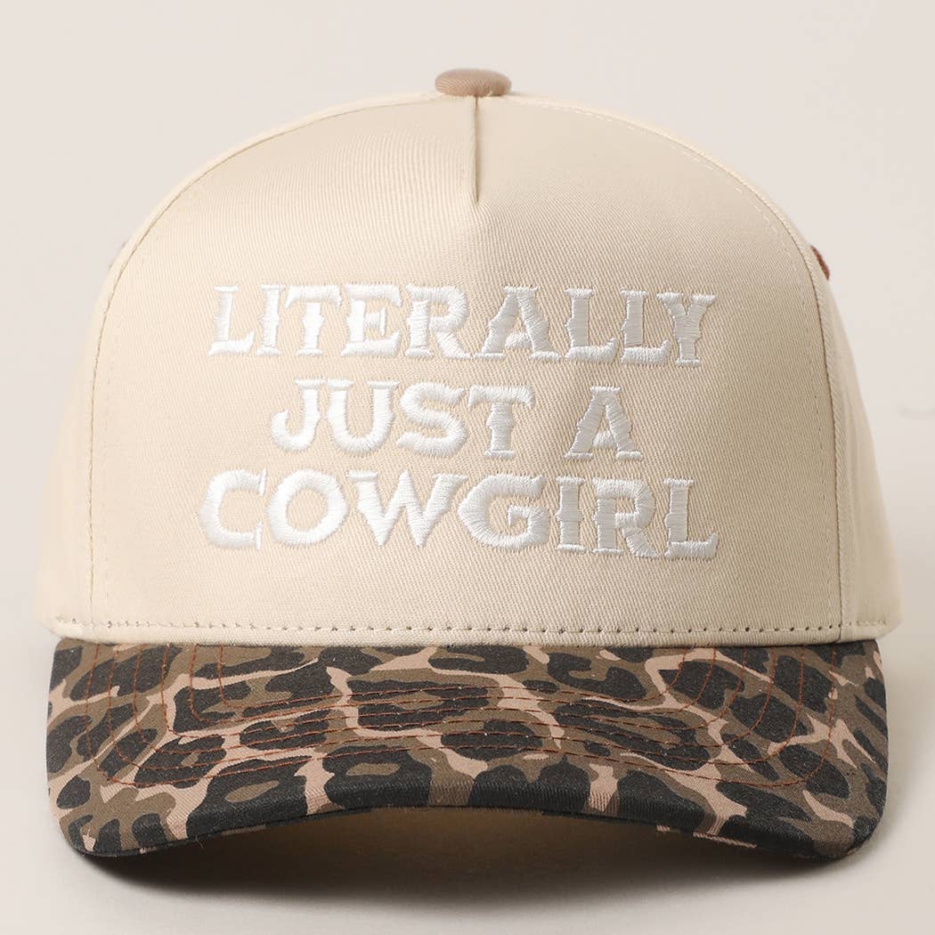 LITERALLY JUST A COWGIRL Leopard Trucker Hat: LEOPARD-HOT PINK / One Size