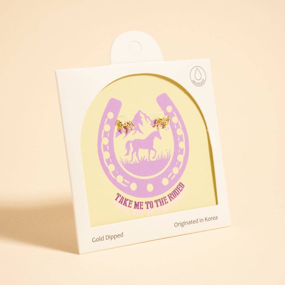 Rodeo Horse Western Post Earrings: 18K GD / ONE