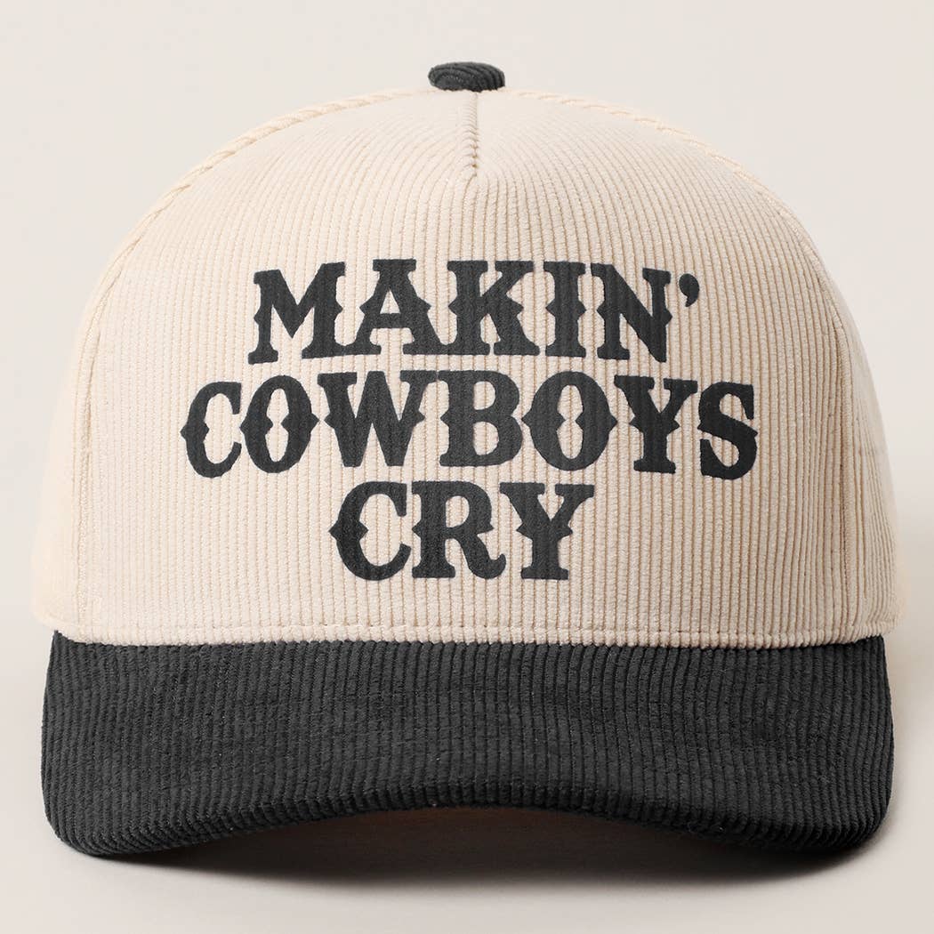 MAKIN' COWBOYS CRY Corduroy Trucker Hat: BLACK / One Size