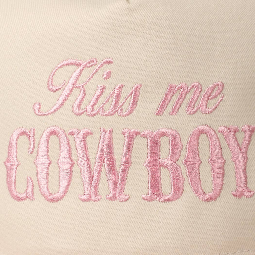 Kiss Me Cowboy Embroidery Two-Tone Cap: Brown / ONE SIZE