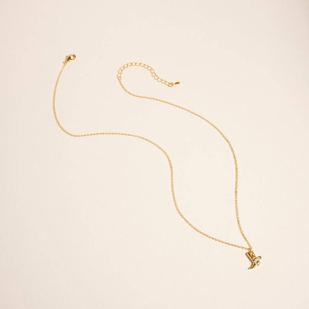 18K Gold Dipped Cowgirl Western Boots Necklace: 18K GD / ONE