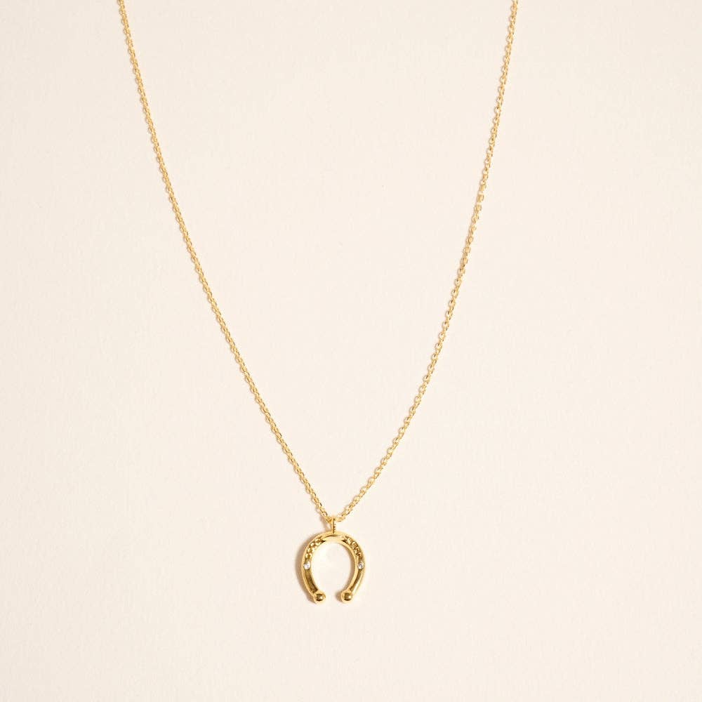 18K Gold Dipped Danity Horseshoe Lucky Necklace: 18K GD / ONE