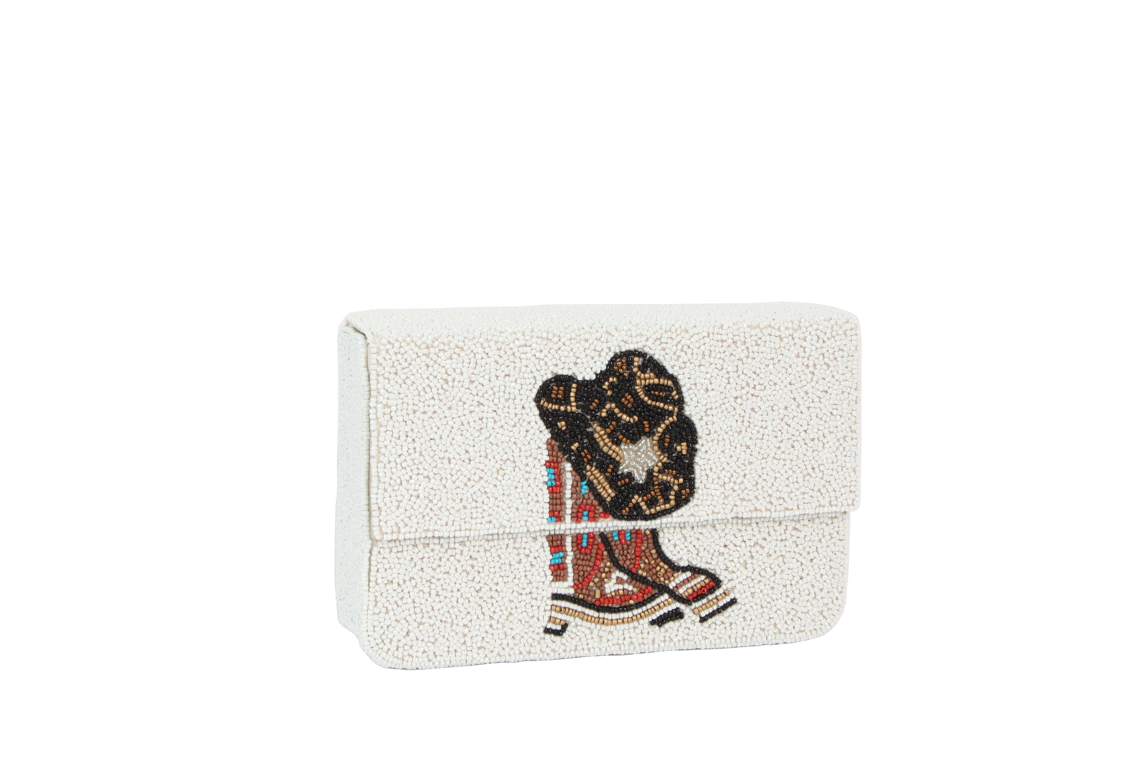 Fully beaded Western Print Colorful Clutch Handbag