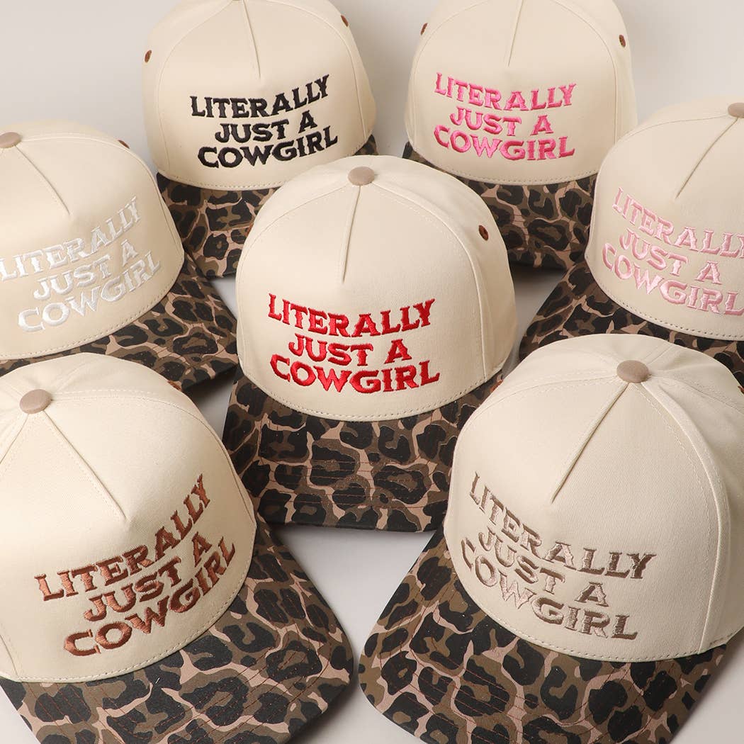 LITERALLY JUST A COWGIRL Leopard Trucker Hat: LEOPARD-HOT PINK / One Size