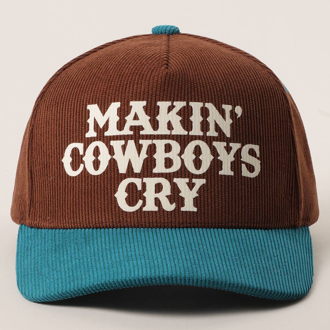 MAKIN' COWBOYS CRY Corduroy Trucker Hat: BLACK / One Size