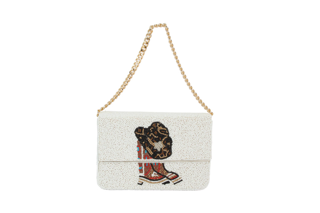 Fully beaded Western Print Colorful Clutch Handbag