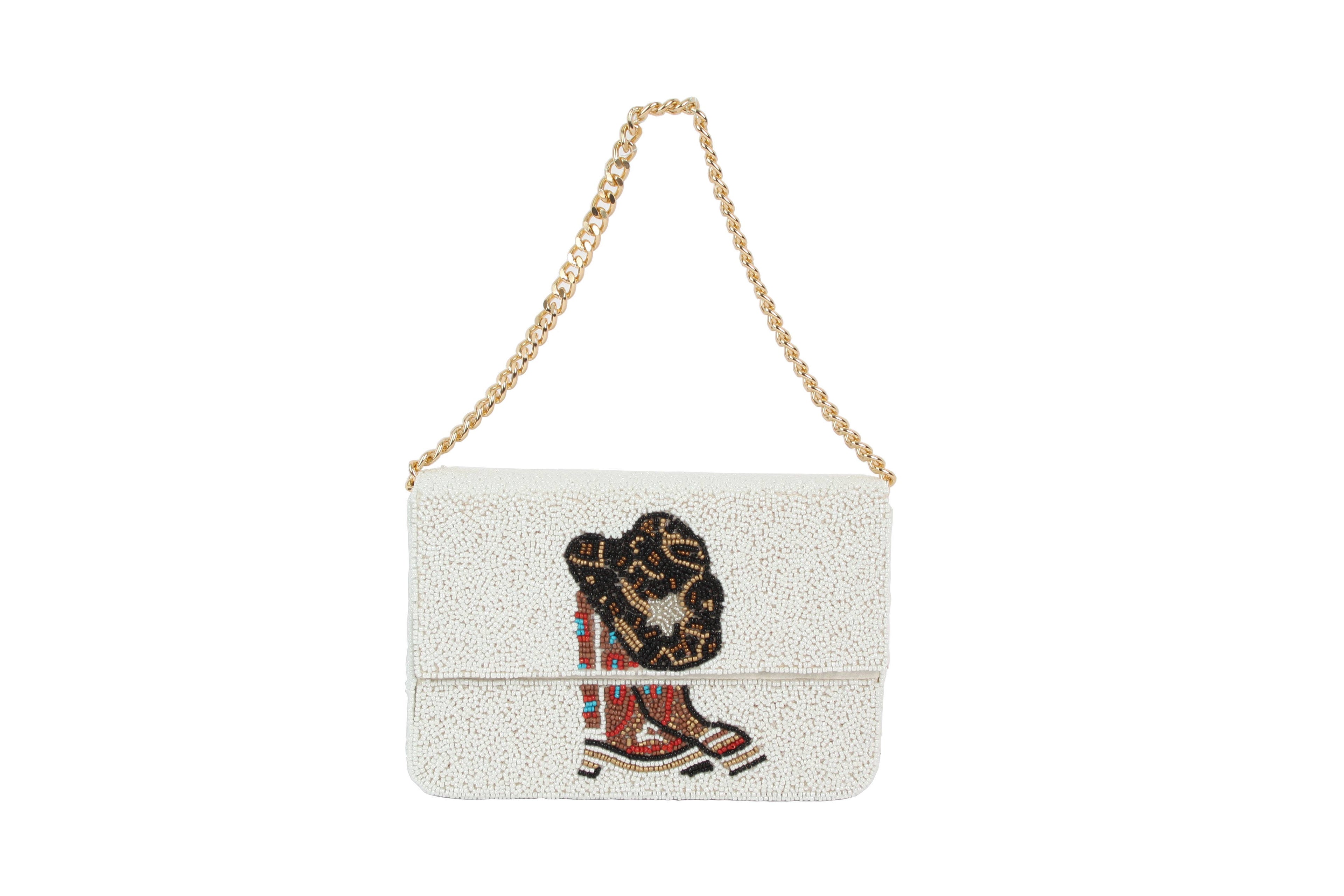 Fully beaded Western Print Colorful Clutch Handbag