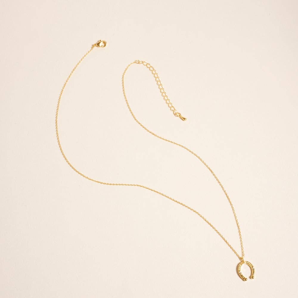 18K Gold Dipped Danity Horseshoe Lucky Necklace: 18K GD / ONE