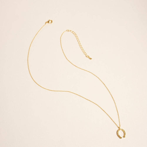 18K Gold Dipped Danity Horseshoe Lucky Necklace: 18K GD / ONE