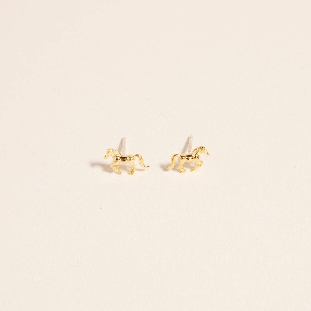 Rodeo Horse Western Post Earrings: 18K GD / ONE