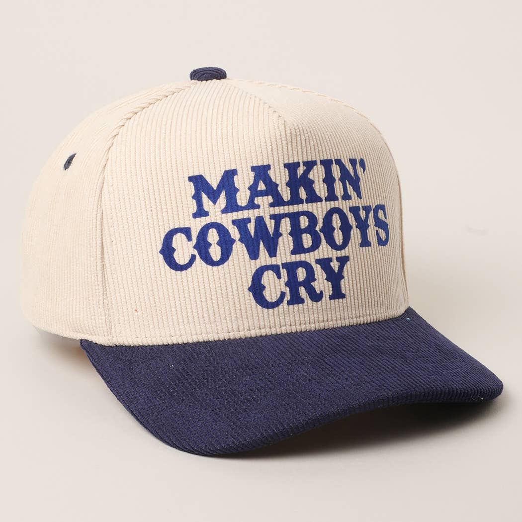 MAKIN' COWBOYS CRY Corduroy Trucker Hat: BLACK / One Size