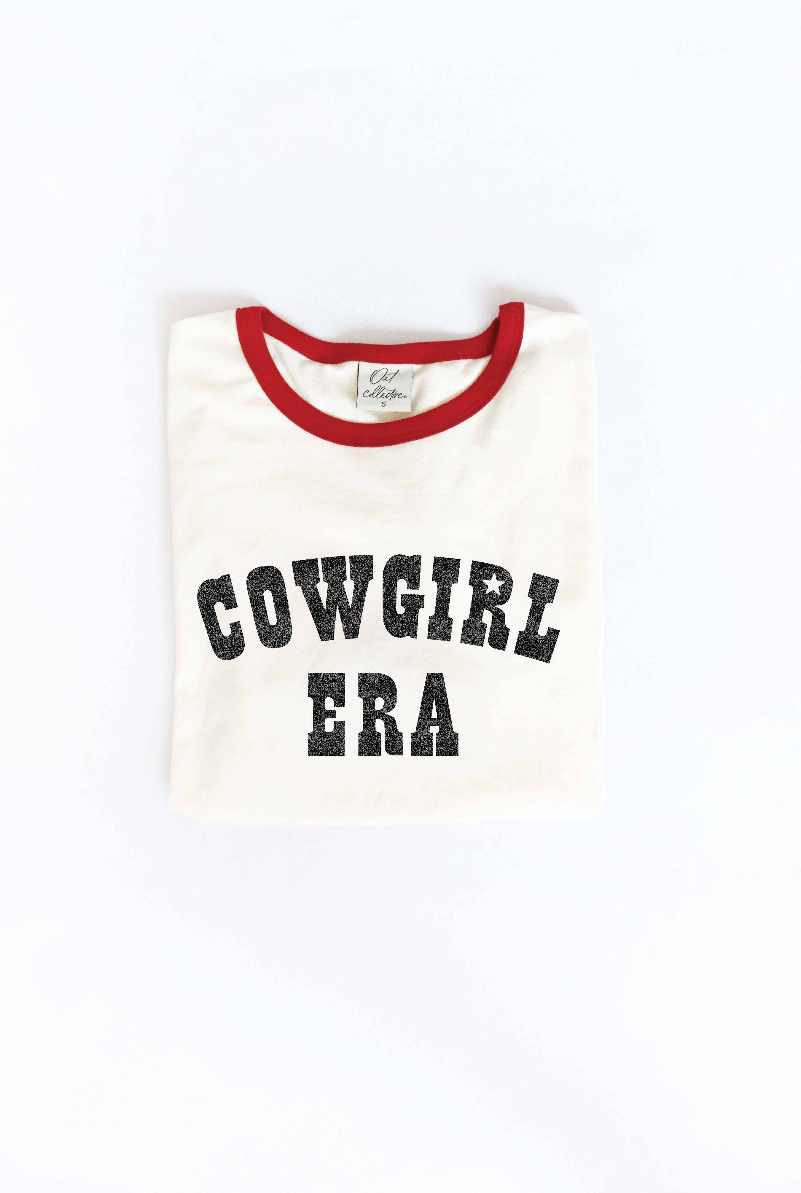 COWGIRL ERA Ringer Graphic T-Shirt: NATURAL/BLK / XL