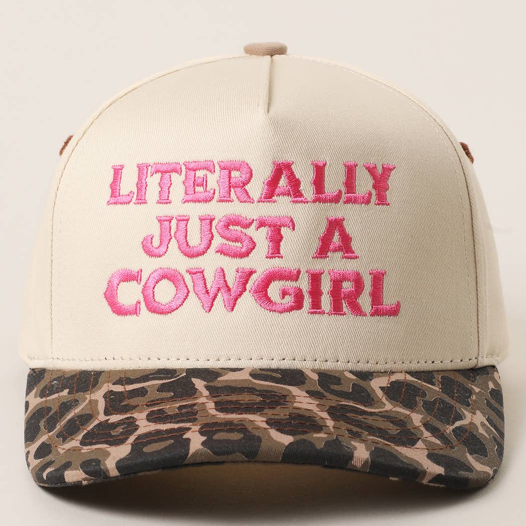 LITERALLY JUST A COWGIRL Leopard Trucker Hat: LEOPARD-HOT PINK / One Size