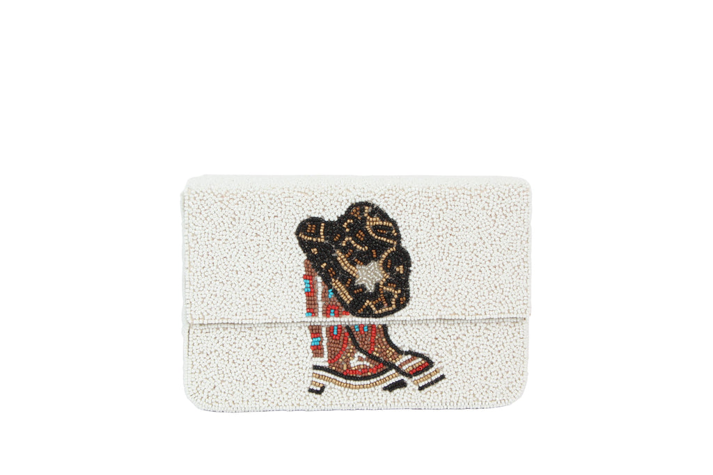 Fully beaded Western Print Colorful Clutch Handbag