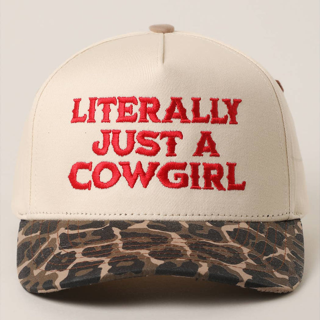LITERALLY JUST A COWGIRL Leopard Trucker Hat: LEOPARD-HOT PINK / One Size