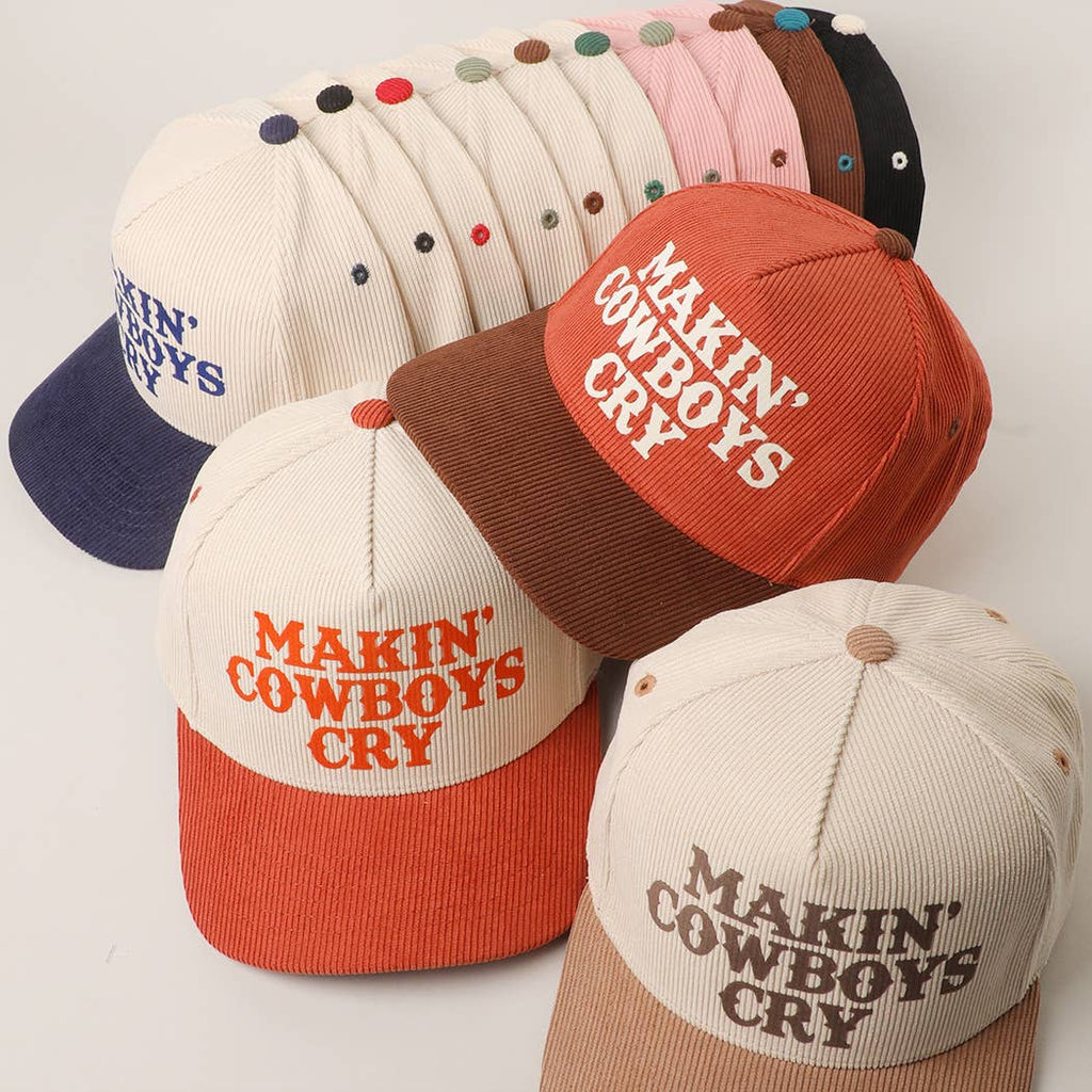 MAKIN' COWBOYS CRY Corduroy Trucker Hat: BLACK / One Size