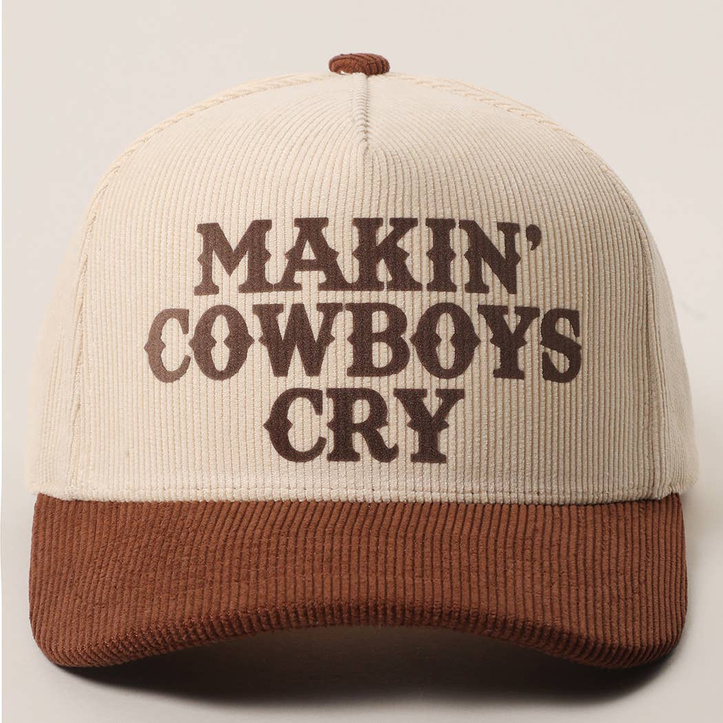 MAKIN' COWBOYS CRY Corduroy Trucker Hat: BLACK / One Size