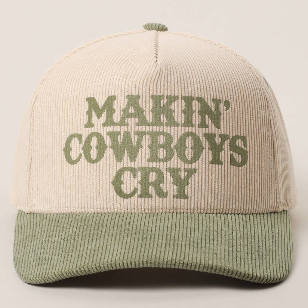MAKIN' COWBOYS CRY Corduroy Trucker Hat: BLACK / One Size